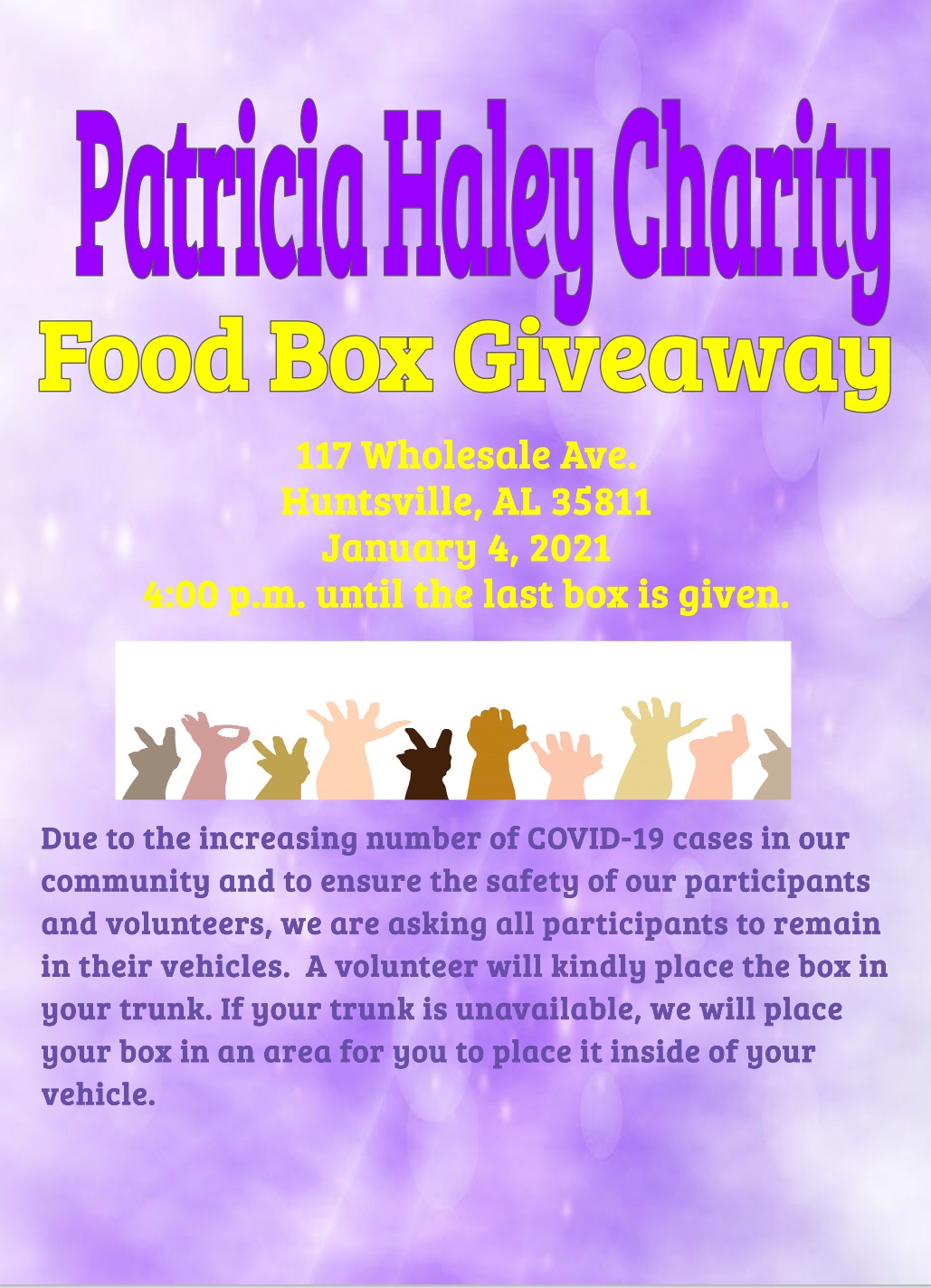 Food Box Giveaway Patricia Haley Charity